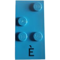 Деталь LEGO Braille Brick 2 x 4 with 4 Studs в ® and 'Г€' print, Темно-лазурный