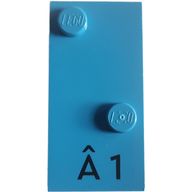 Деталь LEGO Braille Brick 2 x 4 with 2 Studs в Ў and 'Г‚ 1' print, Темно-лазурный