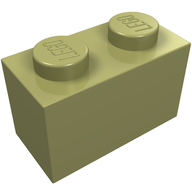 Деталь LEGO Кирпичик 1 x 2, без нижней трубки, Оливковый