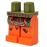 Деталь LEGO Hips and Orange Legs with Dark Orange Belt, Dark Turquoise Decoration print, Оливковый