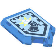 Деталь LEGO Tile Modified 2 x 3 Pentagonal with Nexo Power Shield Pattern - Ice Cream, Прозрачный темно-синий
