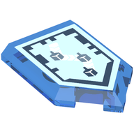 Деталь LEGO Tile, Modified 2 x 3 Pentagonal with Nexo Power Shield Print (Beam Jump), Прозрачный темно-синий