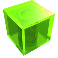 Деталь LEGO Minifig Head Modified Cube [Plain], Прозрачный ярко-зеленый