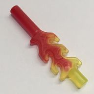 Деталь LEGO Bar 4L with Flame Protrusions and Marbled Trans-Yellow Pattern, Прозрачный красный