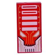 Деталь LEGO Tile 1 x 2 with Gold Circuitry, White Bars, Eyes print, Прозрачный красный
