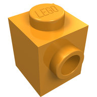Деталь LEGO Кирпичик специальный 1 x 1, со штырьком на 1 стороне, Землисто-оранжевый