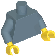 Деталь LEGO Torso, Sand Blue Arms, Yellow Hands [Plain], Песочно-синий