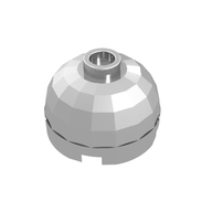 Деталь LEGO Brick, Round 2 x 2 Dome Top - Hollow Stud with Bottom Axle Holder x Shape + Orientation, Серебряный хром