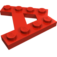 Деталь LEGO Пластина специальная 45°, с 4 штырьком, с углом, с пластиной, Красный