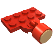 Деталь LEGO Plate Special 2 x 4 with Train Coupler Open with Magnet Long Cylinder Red, Красный