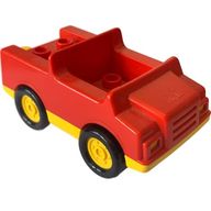 Деталь LEGO Duplo Car with 2 x 2 Studs and Yellow Base, Красный