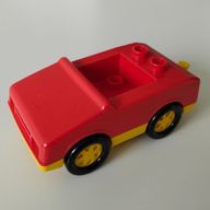 Деталь LEGO Duplo Car with 1 x 2 Studs with Yellow Base, Красный