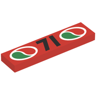 Деталь LEGO Tile 1 x 4 with Octan Logos and '71' Print [6424], Красный