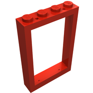 Деталь LEGO Окно 1 x 4 x 5, со сплошными штырьками, Красный