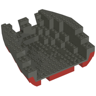 Деталь LEGO Boat Hull Large Stern 14 x 16 x 5 1/3 Complete Assembly, Top Color Dark Gray, Красный