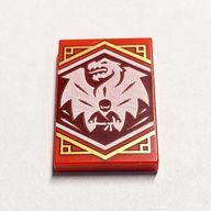Деталь LEGO Tile 2 x 3 with White Ninjago Flag print, Красный