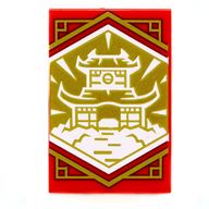 Деталь LEGO Tile 2 x 3 with Golden Ninjago Flag print, Красный