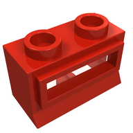 Деталь LEGO Window 1 x 2 x 1 with Glass, Красный