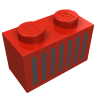 Деталь LEGO Brick 1 x 2 with Black Grill Print, Красный