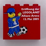 Brick 2 x 4 x 3 with 'ErГ¶ffnung der Legoland Allianz Arena 12. Mai 2005' Print