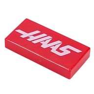 Деталь LEGO Tile 1 x 2 with White 'HAAS' print, Красный