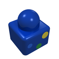 Деталь LEGO Primo Brick 1 x 1 x 1 with Three Dots Blue, Green, Yellow print, Красный