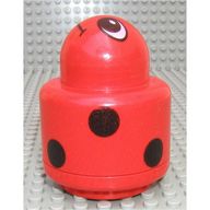 Деталь LEGO Primo Brick 1 x 1 with Round Rattle, Ladybug / Ladybird Print, Красный