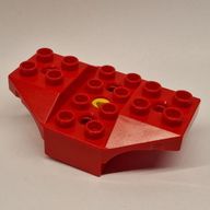 Деталь LEGO Duplo, Toolo Wing 4 x 2 Center Brick, with Two Raised 2 x 2 Wings with Cut Corners, Красный