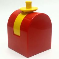 Деталь LEGO Duplo Brick 2 x 2 x 2 Curved Top with Yellow Propeller / Rotor Holder, Красный