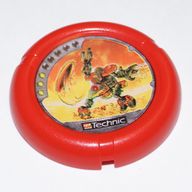 Деталь LEGO Large Figure Throwing Disk, Torch / Fire, 3 Pips, Torch Throwing Disk Print, Красный