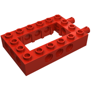 Деталь LEGO Technic, Brick 4 x 6 Open Center with 2 Fixed Rotatable Friction Pins on End, Красный