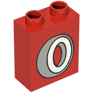 Деталь LEGO Duplo, Brick 1 x 2 x 2 with Tire Print, Красный