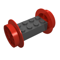 Деталь LEGO Brick, Modified 2 x 4 with Wheels, Train Spoked Large (29mm D.) Red, Красный