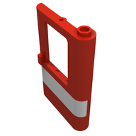 Деталь LEGO Door 1 x 4 x 5 Train Right with White Stripe Print [7745], Красный