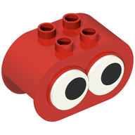 Деталь LEGO Duplo Brick 2 x 4 x 2 Rounded Ends, with Two Rotating Eyes, Красный