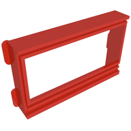 Деталь LEGO Window 1 x 6 x 3 Panorama, without Glass for Slotted Bricks, Красный