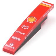 Slope Curved 1 x 6 with Black Sides, White/Yellow Stripes, Yellow Shell, White Sponsors print
