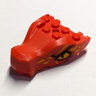 Деталь LEGO Creature Body Part, Dragon Head Upper Jaw with Yellow Markings and Eyes Print, Красный