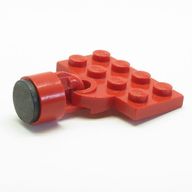 Деталь LEGO Plate Special 2 x 4 with Train Coupler Open with Magnet Short Cylinder Red, Красный