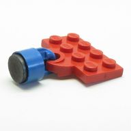 Деталь LEGO Plate Special 2 x 4 with Train Coupler Open with Magnet Short Cylinder Blue, Красный