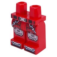 Деталь LEGO Hips and Red Legs with Silver Knee Pads, Silver Blue Straps, Toes, Black Belt print, Красный
