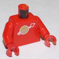 Деталь LEGO Torso Classic Space Moon Logo Print, Red Arms and Hands, Красный