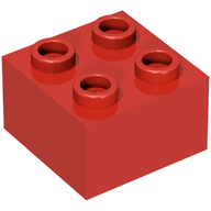 Деталь LEGO Minitalia Brick 2 x 2 with Bottom X Support, Красный
