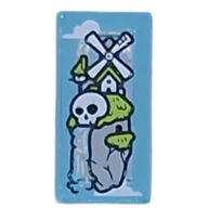 Деталь LEGO Tile 1 x 2 with Mill, Large Skull, Waterfall on Floating Rock print, Прозрачный светло-голубой