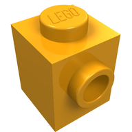Деталь LEGO Кирпичик специальный 1 x 1, со штырьком на 1 стороне, Средне-оранжевый