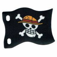 Деталь LEGO Flag with Straw Hat Skull and Crossbones (Jolly Roger) print, Прозрачный бесцветный