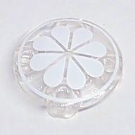Деталь LEGO Plate Round 2 x 2 with Rounded Bottom [Boat Stud] with White Fruit Segments print, Прозрачный бесцветный