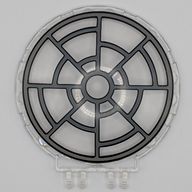 Деталь LEGO Dish 8 x 8 with Click Hinges with Dark Bluish Grey Radial Window print, Прозрачный бесцветный