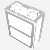 Деталь LEGO Brick 1 x 2 x 2 without Bottom Tube with Train Window Print, Прозрачный бесцветный
