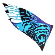Деталь LEGO Wing, Left, Banshee, Large, Black and Dark Azure Scales, Dark Purple Trim Print, Прозрачный бесцветный